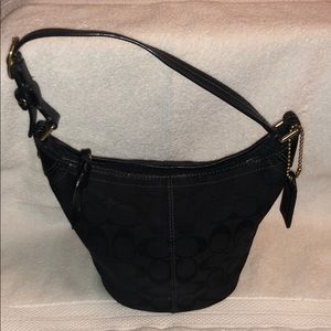 Authentic Coach Black Signature Canvas Micro Bag